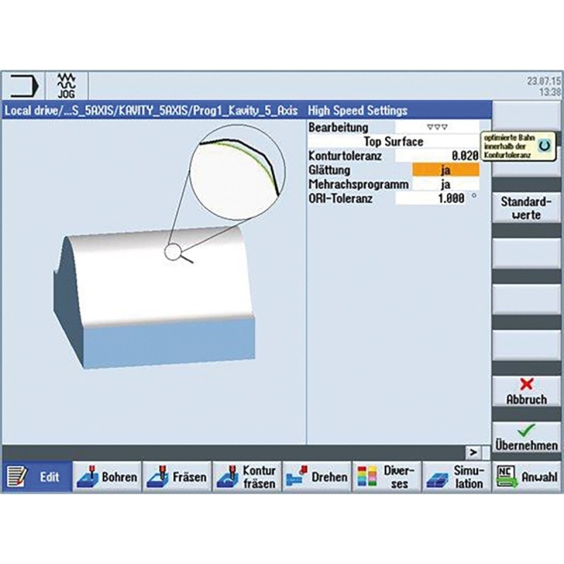 Logiciel Optimum Top surface pour commande SIEMENS SINUMERIK - Optimachines