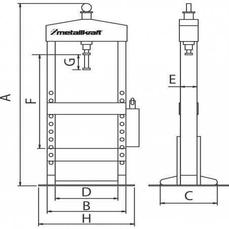 Presse d'établi Metallkraft WPP 15 T - Optimachines